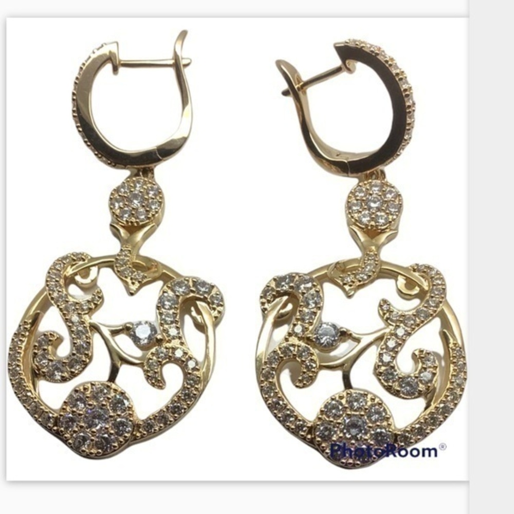 - Gold over Silver CZ dangle earrings